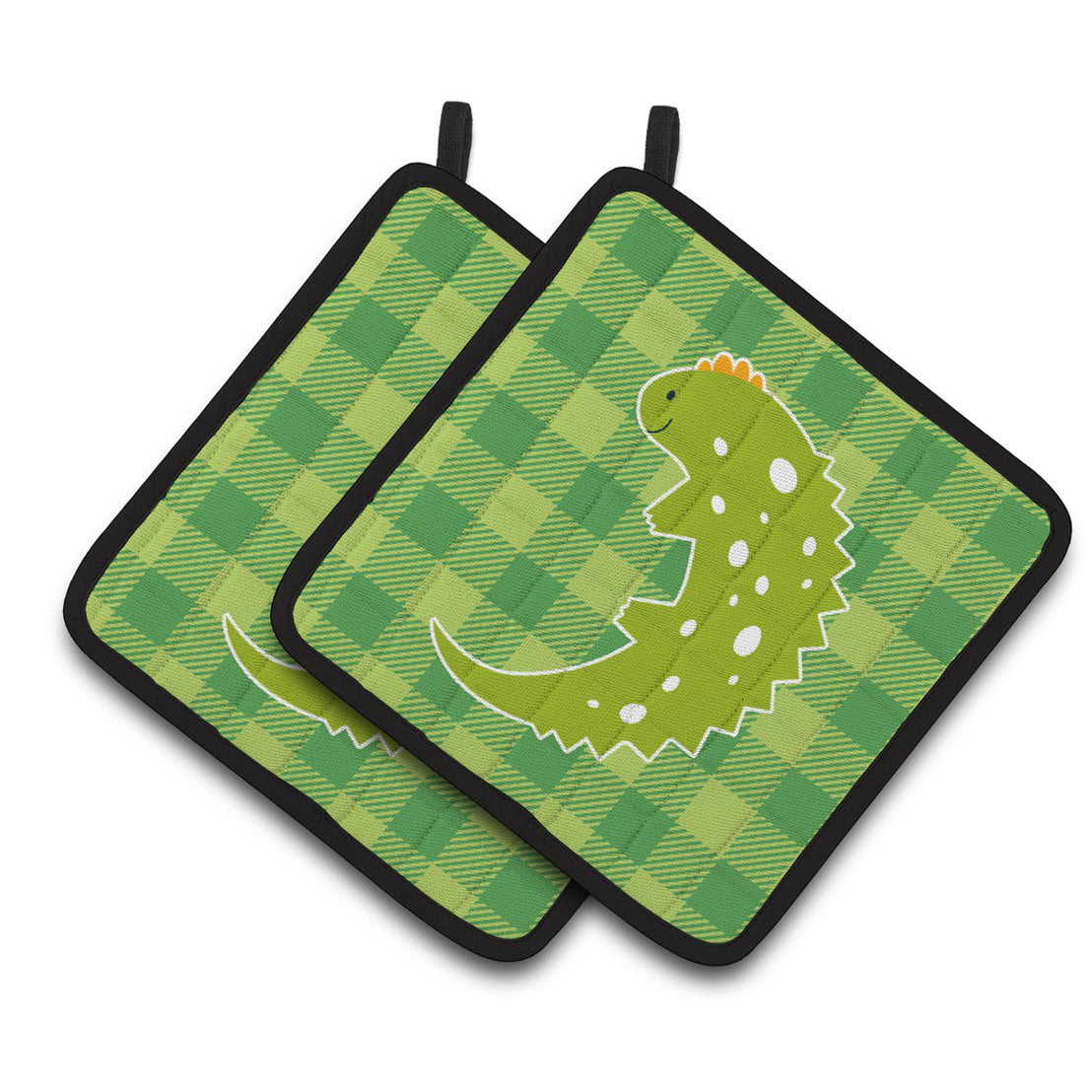 Lizard on Plaid Pair of Pot Holders