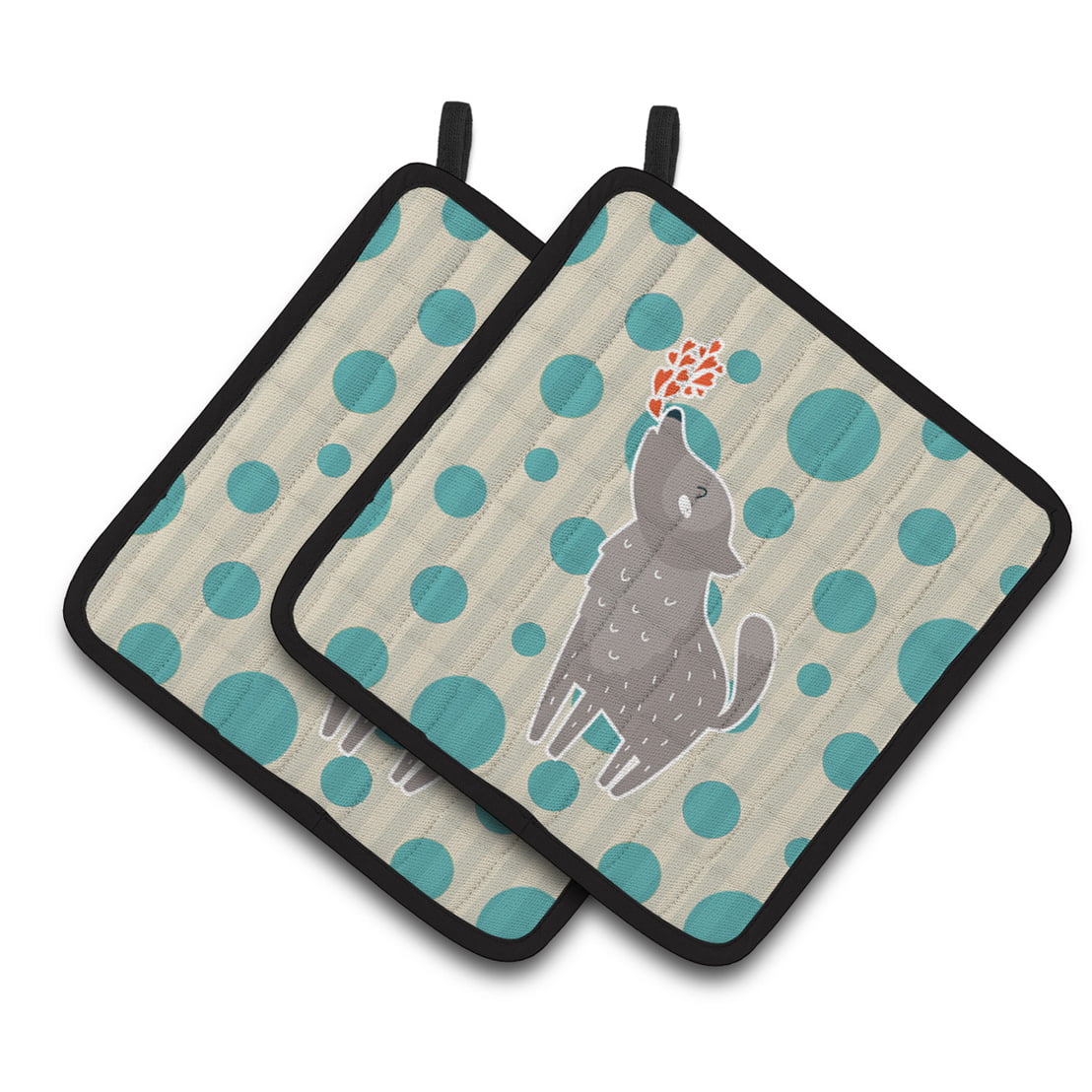 BB6752PTHD Wolf Love Pair of Pot Holders