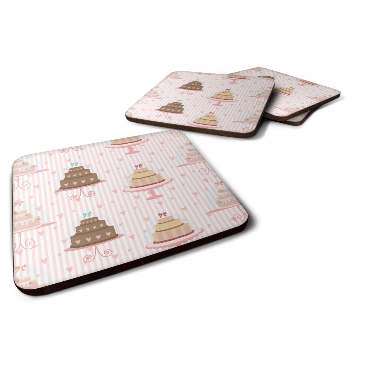Decorated Cakes Foam Coasters - Set of 4