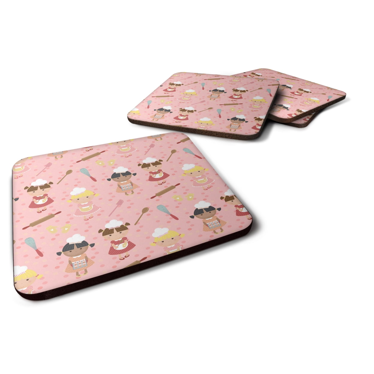 BB7312FC Bakers Delight on Pink Foam Coasters - Set of 4