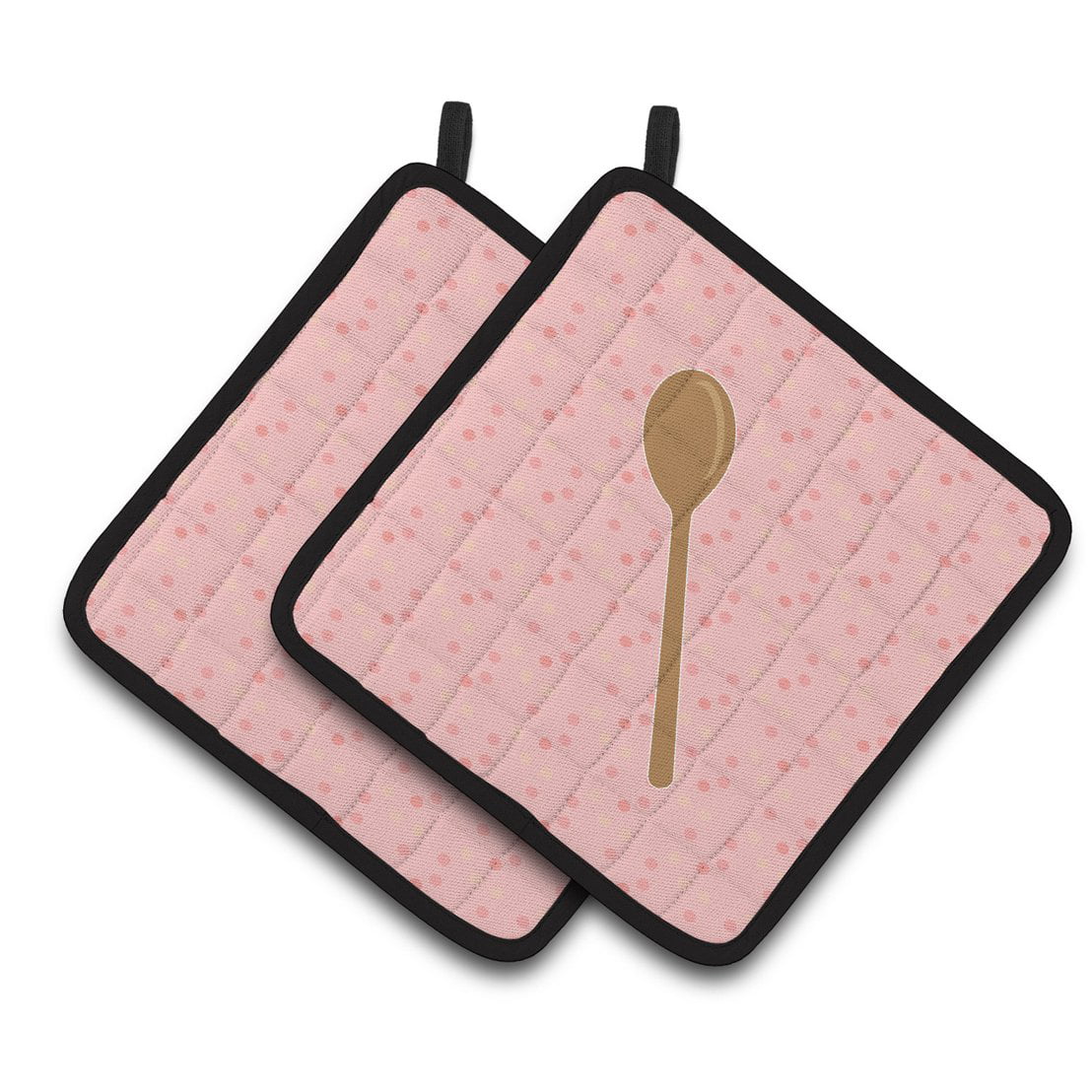 Wooden Spoon Pink Pair of Pot Holders
