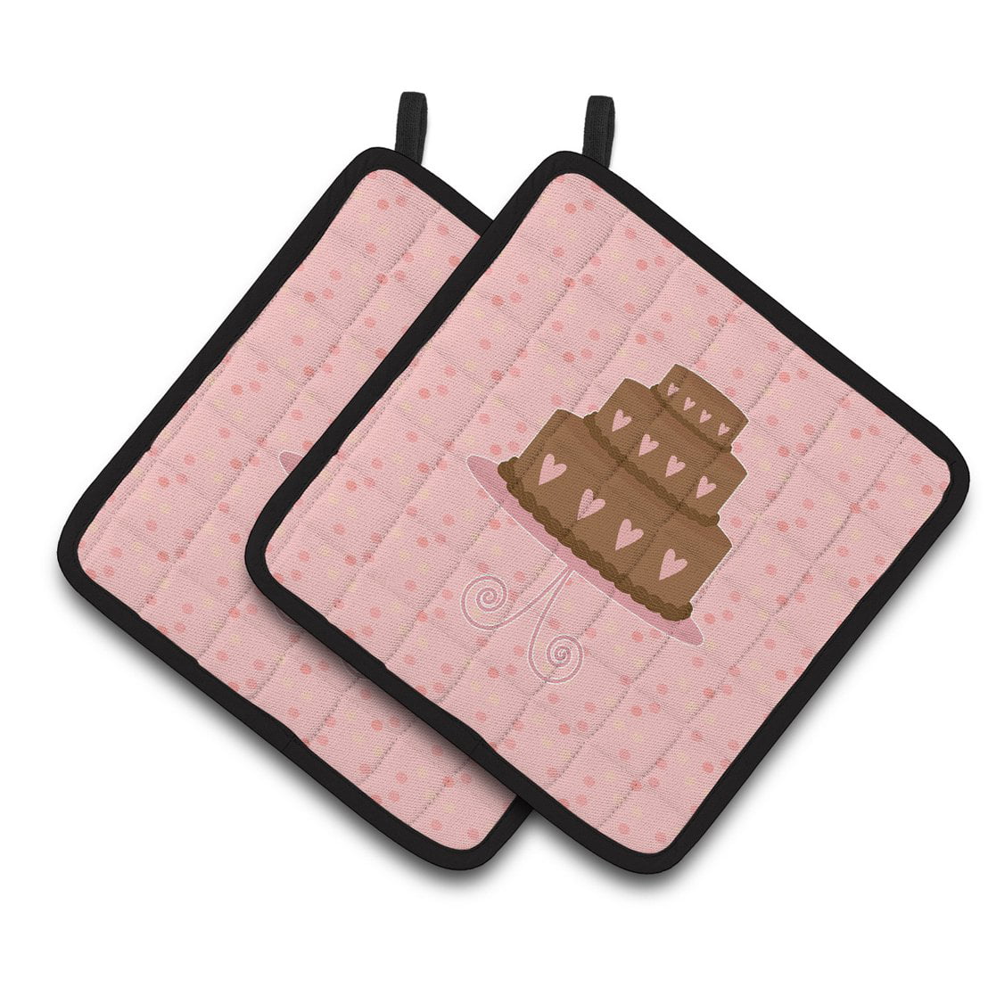 Heart Cake 3 Tier Pink Pair of Pot Holders