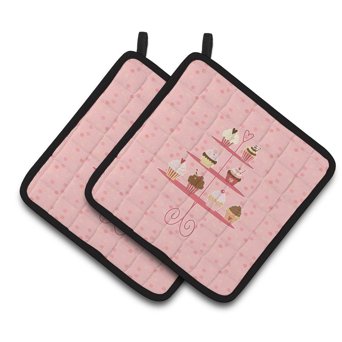 Cupcakes 3 Tier Pink Pair of Pot Holders