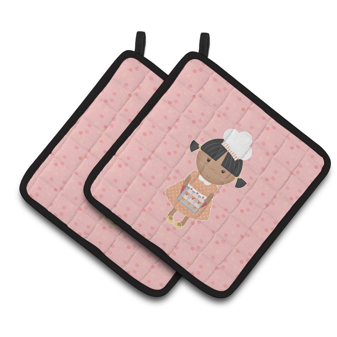 Baker African American on Pink Pair of Pot Holders