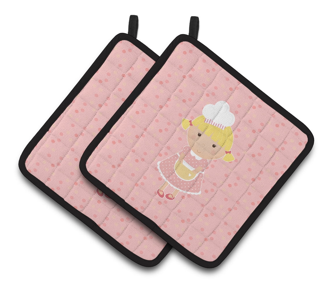 Baker Blonde on Pink Pair of Pot Holders