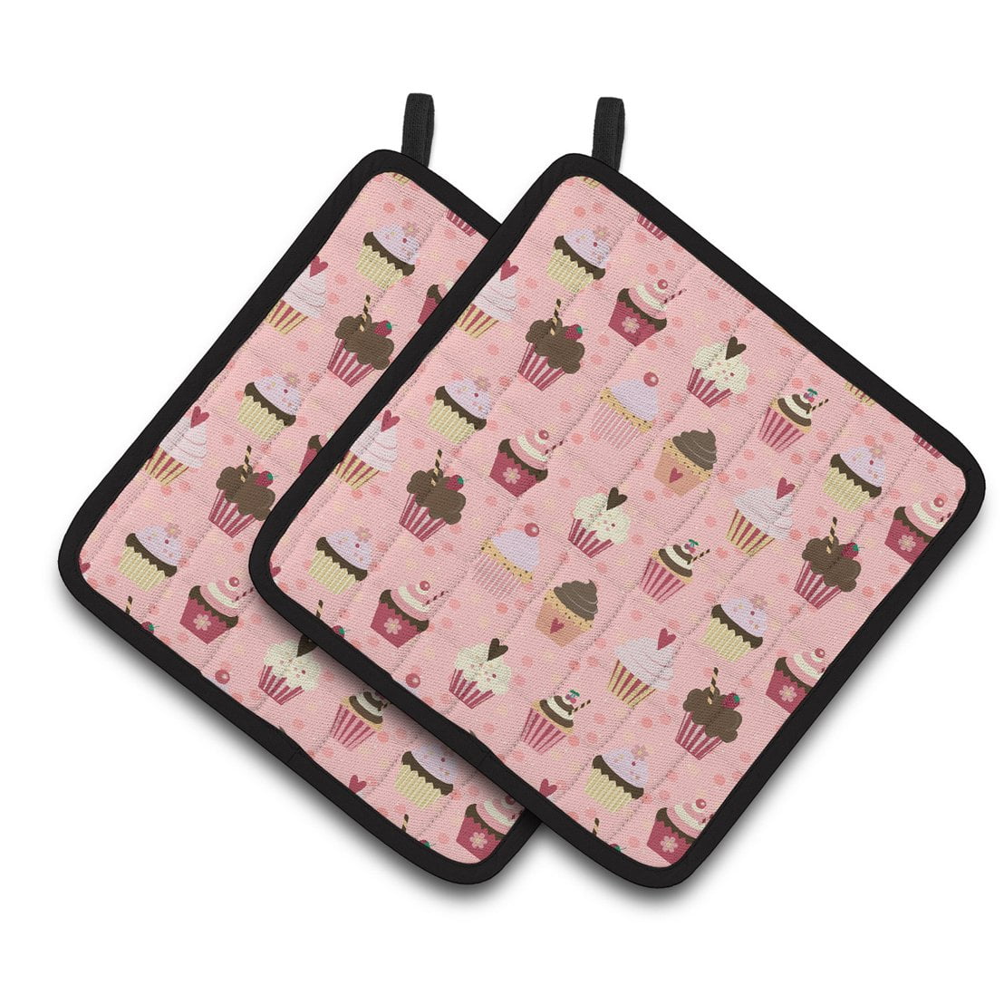 Cupcakes on Pink Pair of Pot Holders