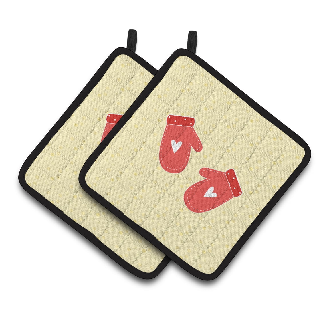 Oven Mitts on Yellow Pair of Pot Holders