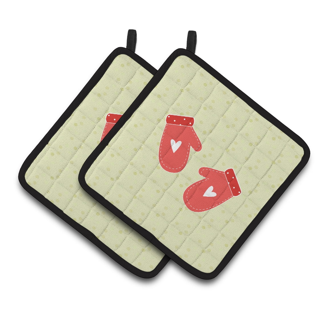 Oven Mitts on Green Pair of Pot Holders