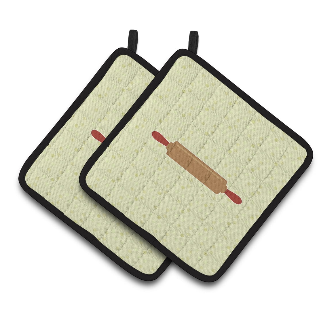Rolling Pin on Green Pair of Pot Holders