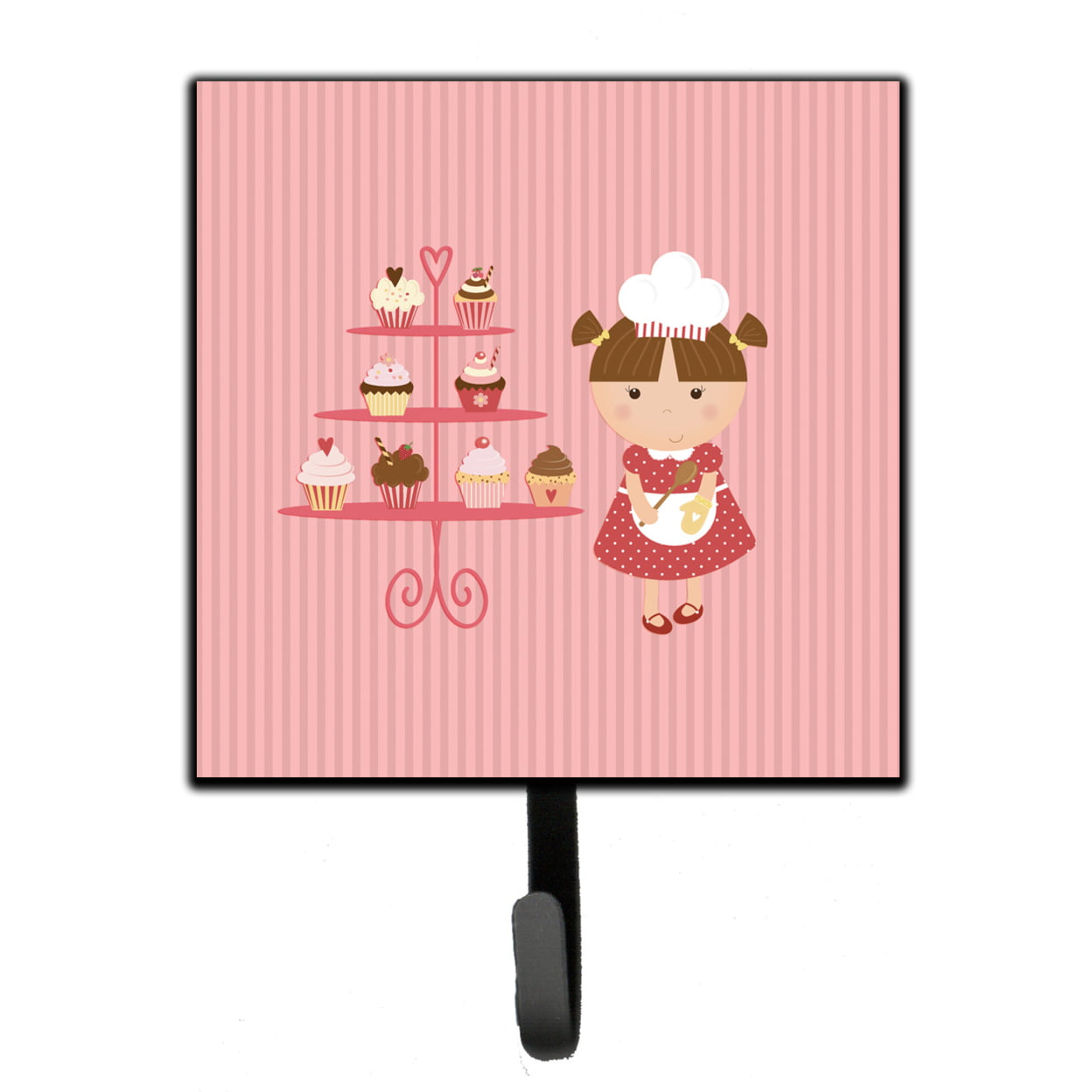 Cupcake Baker Brunette Pink Leash or Key Holder