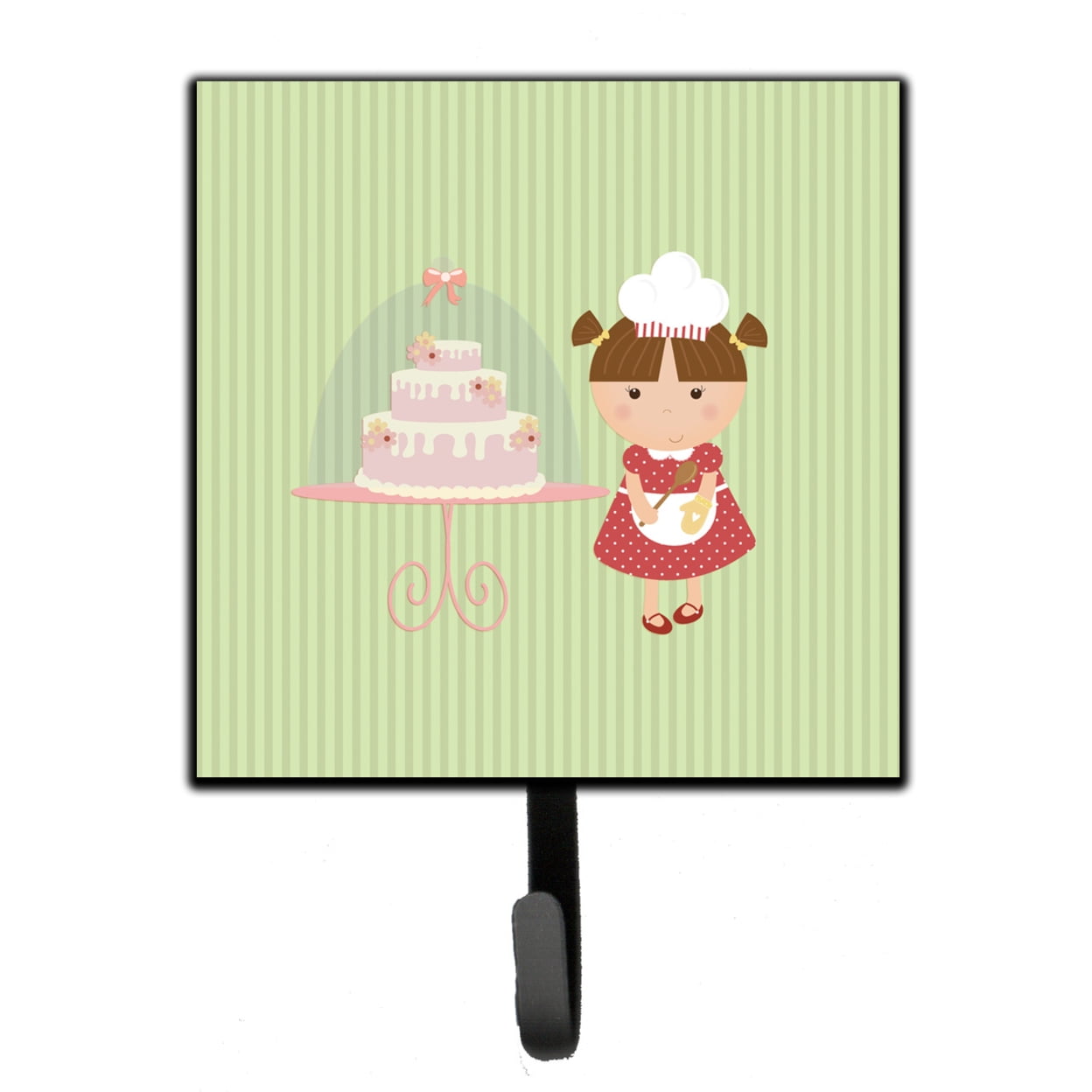 Cake Baker Brunette Green Leash or Key Holder