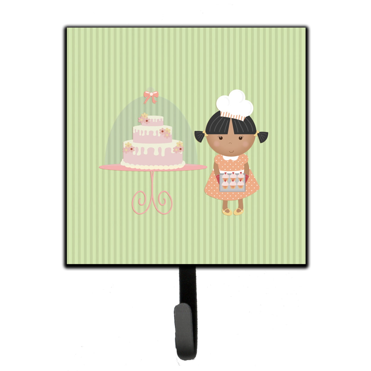 Cake Baker African American Green Leash or Key Holder