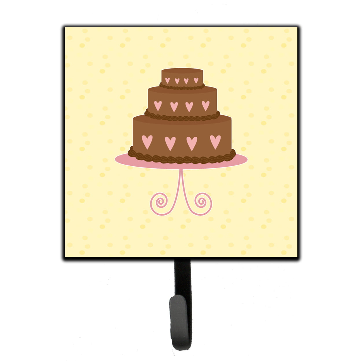 3 Tier Heart Chocolate Cake on Yellow Leash or Key Holder