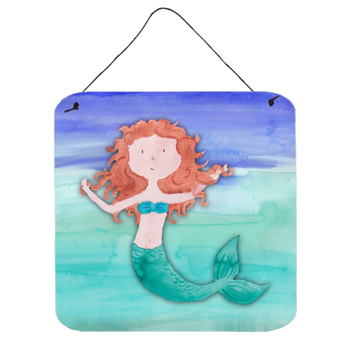 Ginger Mermaid Watercolor Wall or Door Hanging Prints