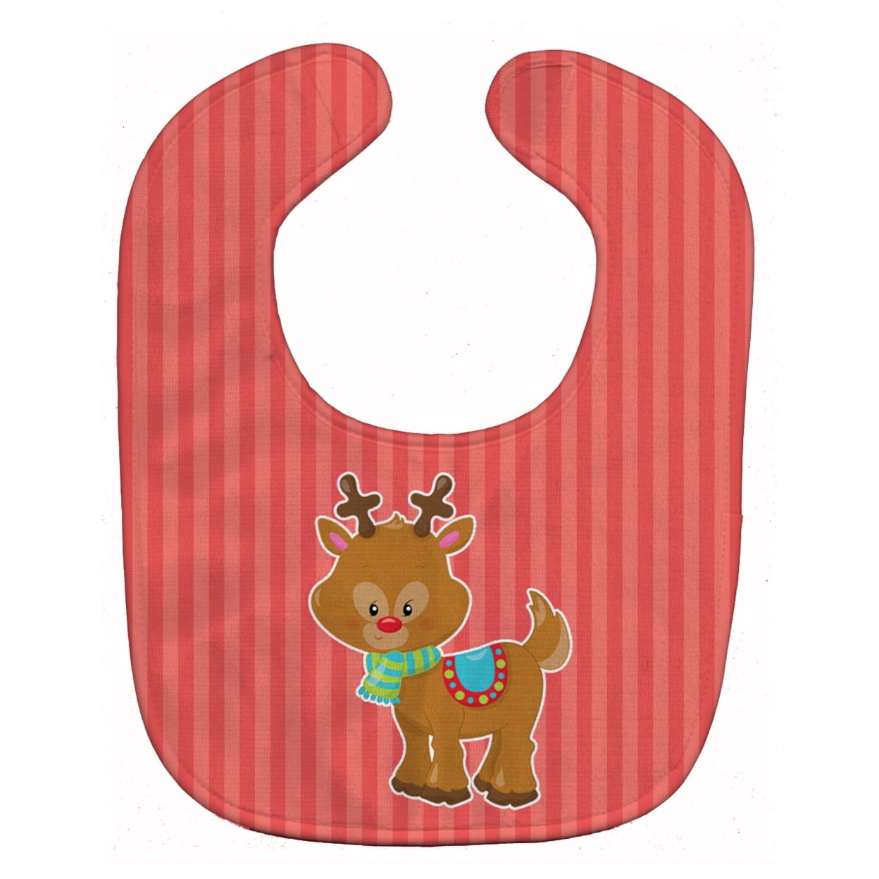 Christmas Reindeer & Stripes Baby Bib