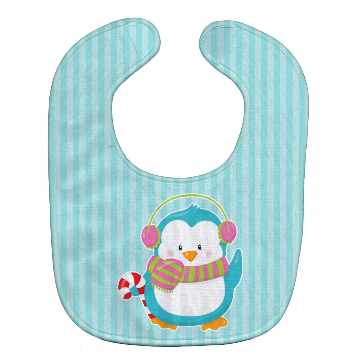 Christmas Penguin & Stripes Baby Bib