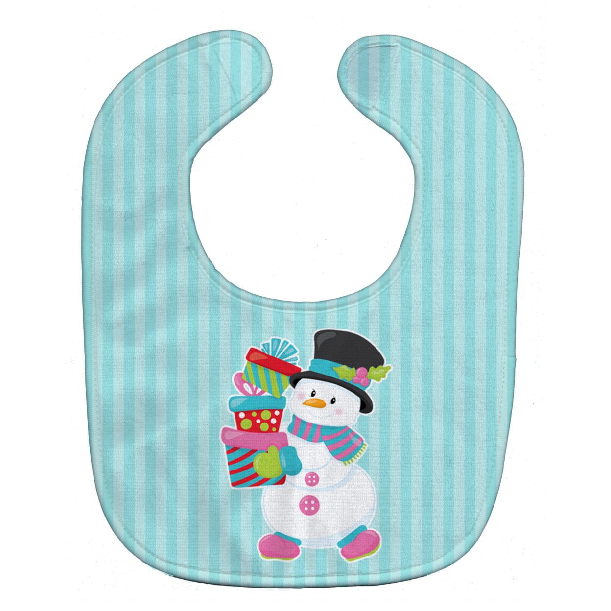 Christmas Snowman & Stripes Baby Bib