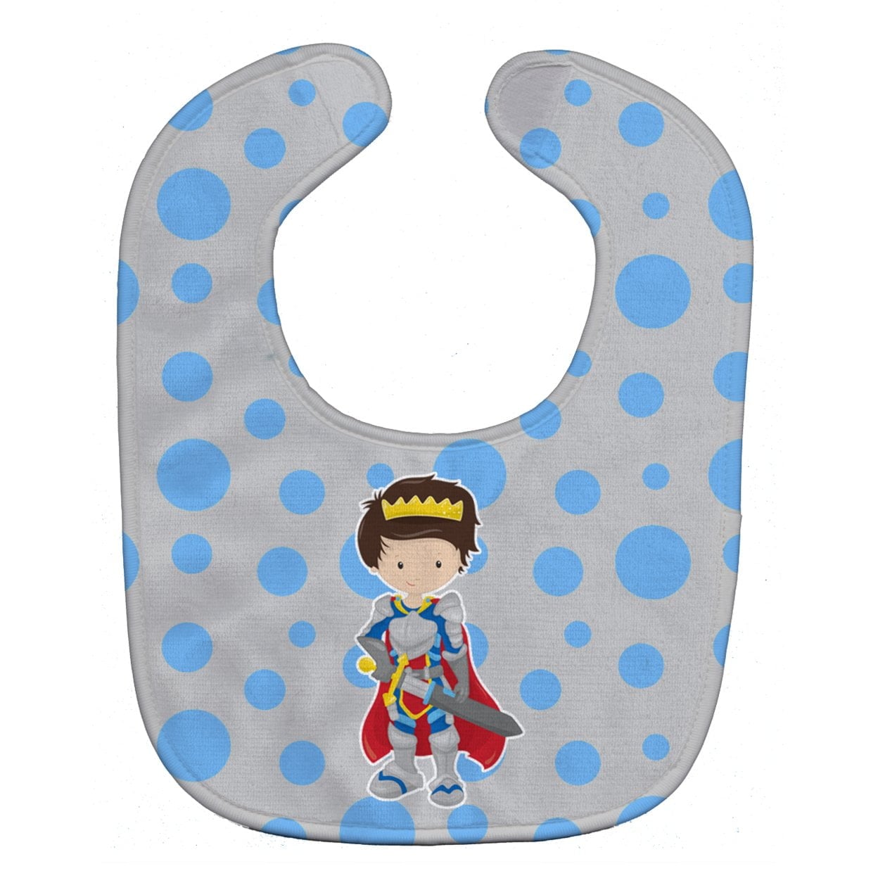Brunette Boy Knight Baby Bib