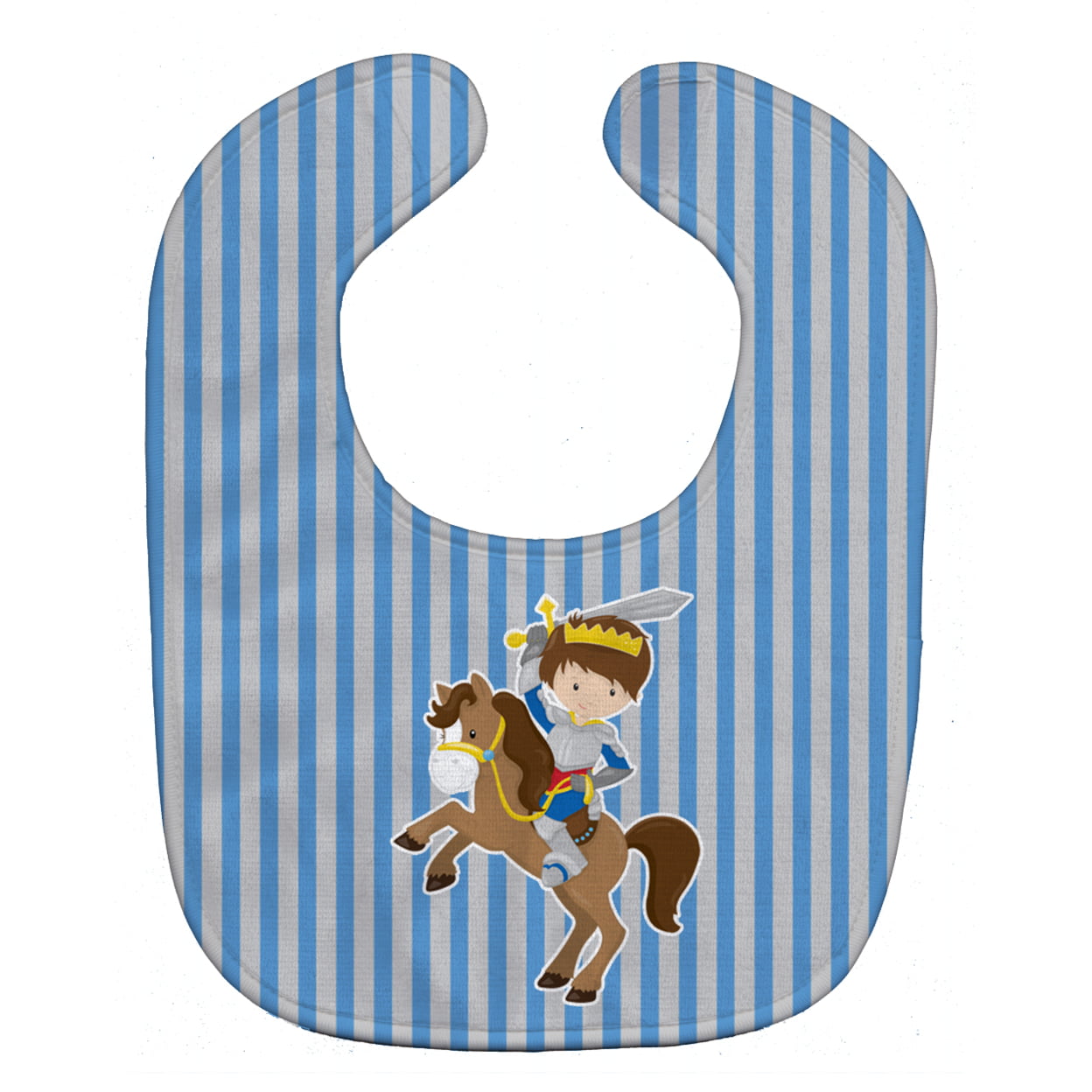 BB8745BIB Brunette Boy Knight on Horse Baby Bib