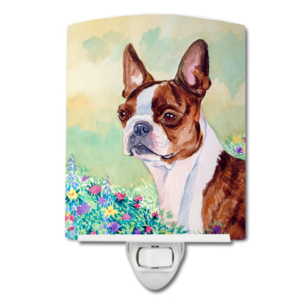 7222CNL Red & White Boston Terrier Ceramic Night Light