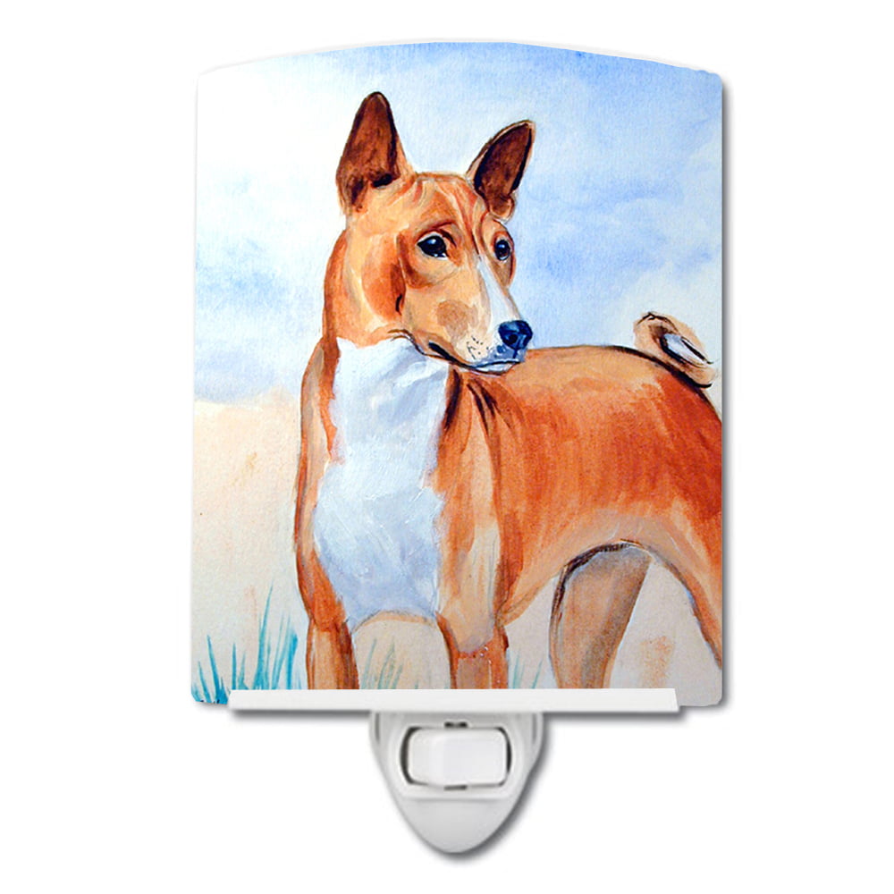 Red & White Basenji Ceramic Night Light