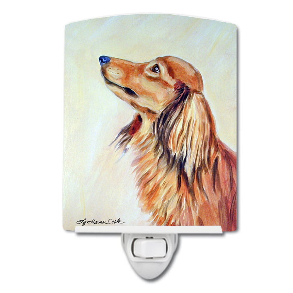 7240CNL Long Haired Red Dachshund Ceramic Night Light