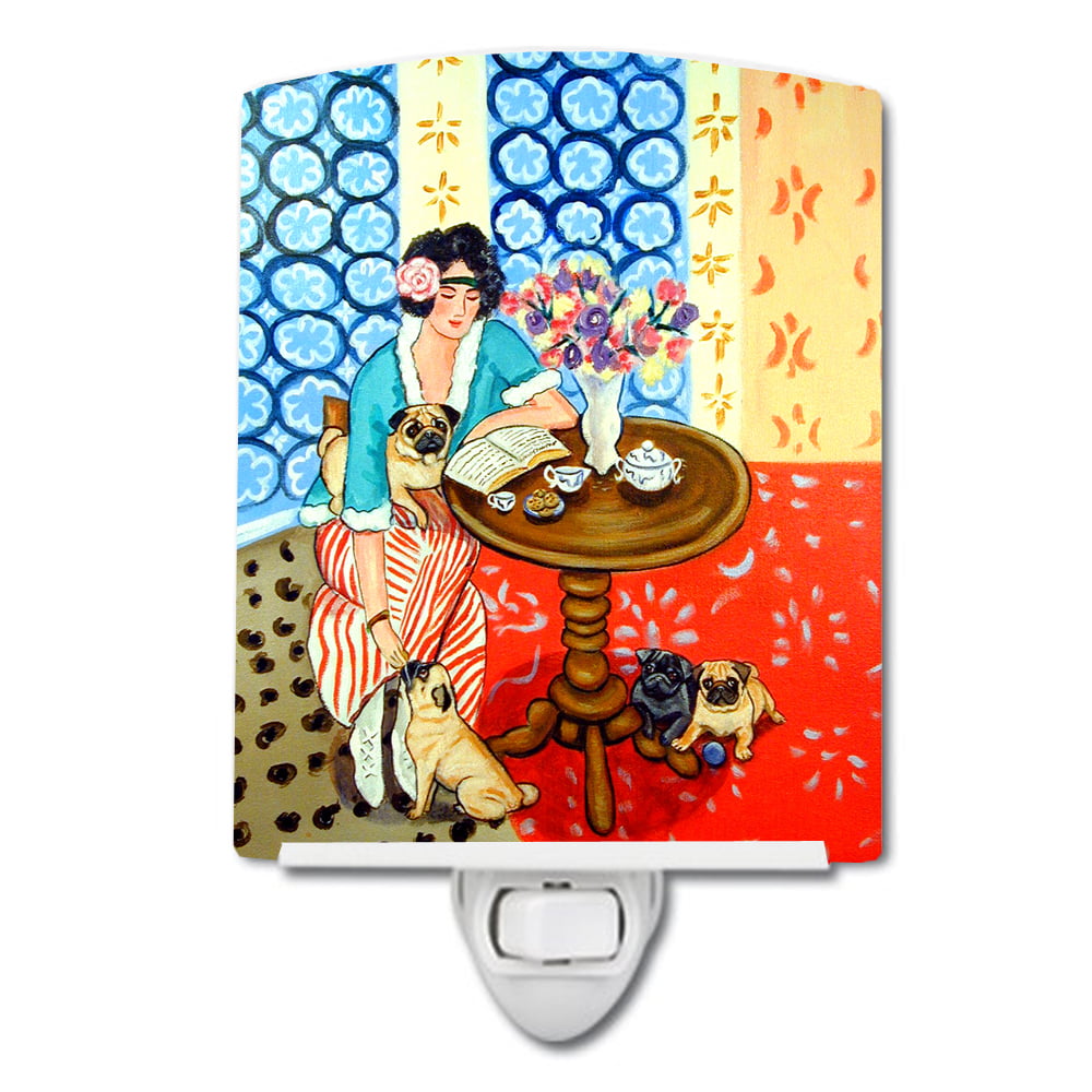 7259CNL Lady with Her Pug Ceramic Night Light