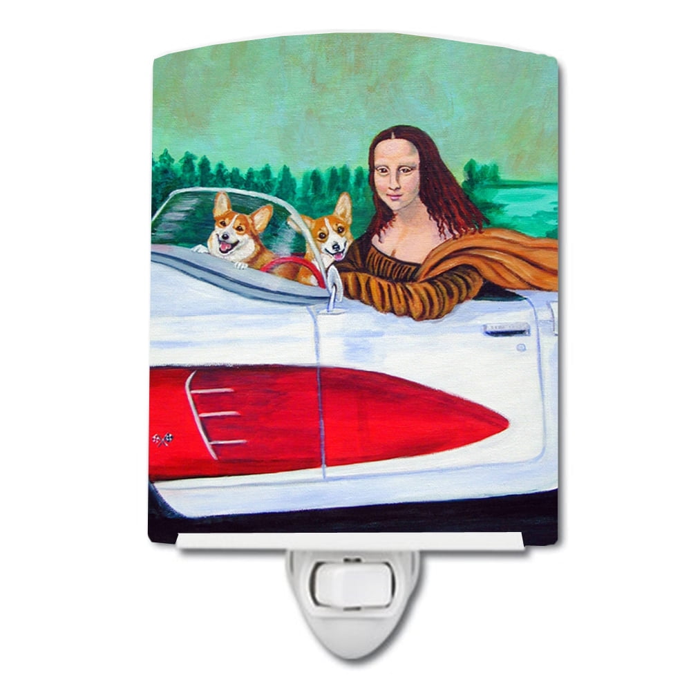 7284CNL Mona Lisa with Corgi Ceramic Night Light