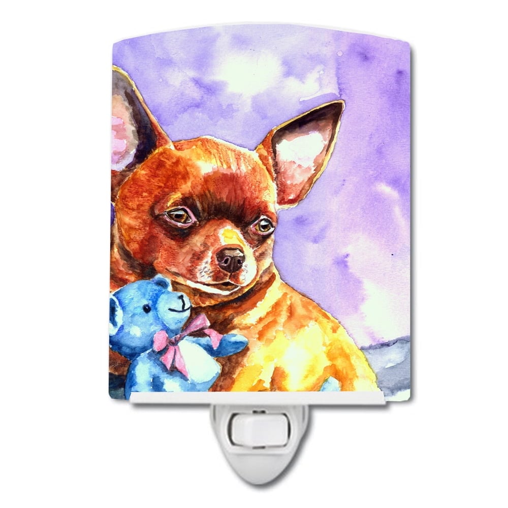 Chihuahua with Teddy Bear Ceramic Night Light