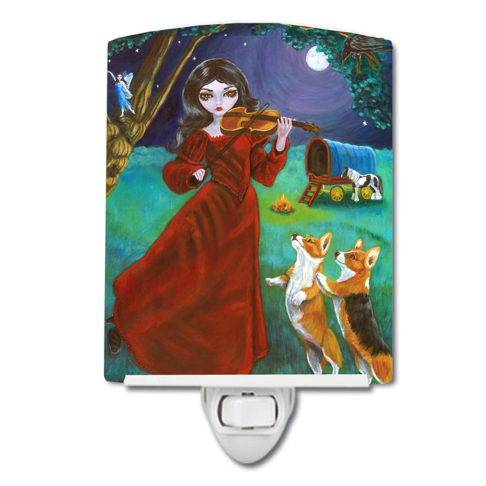 Fairy Moon Dance with Corgi Ceramic Night Light
