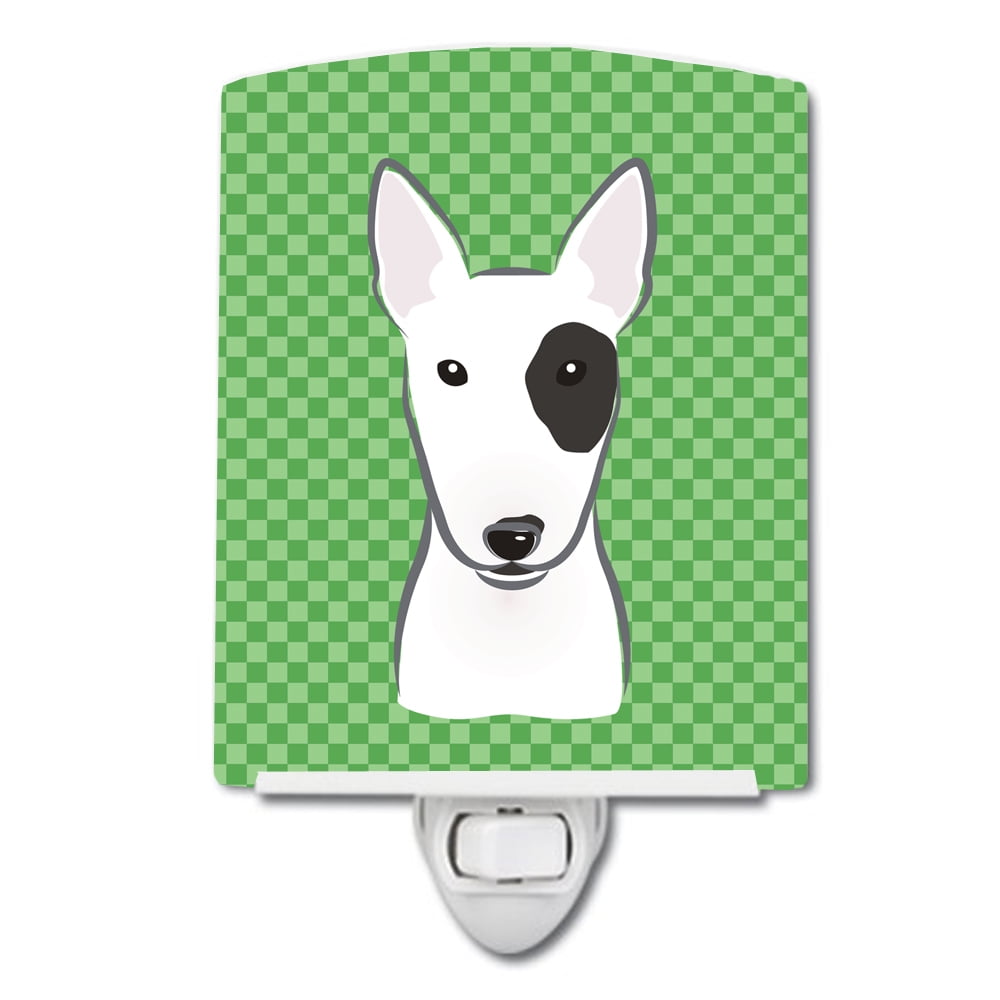 BB1132CNL Green Checkered Bull Terrier Ceramic Night Light