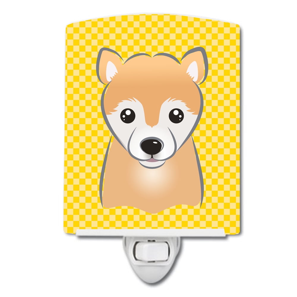 Yellow Checkered Shiba Inu Ceramic Night Light