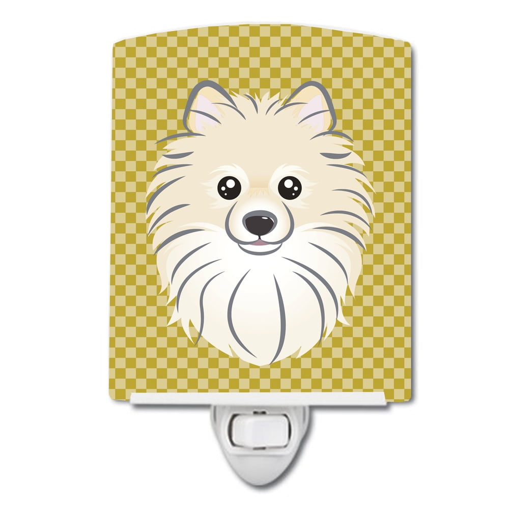 BB1135CNL Tan Checkered Pomeranian Ceramic Night Light