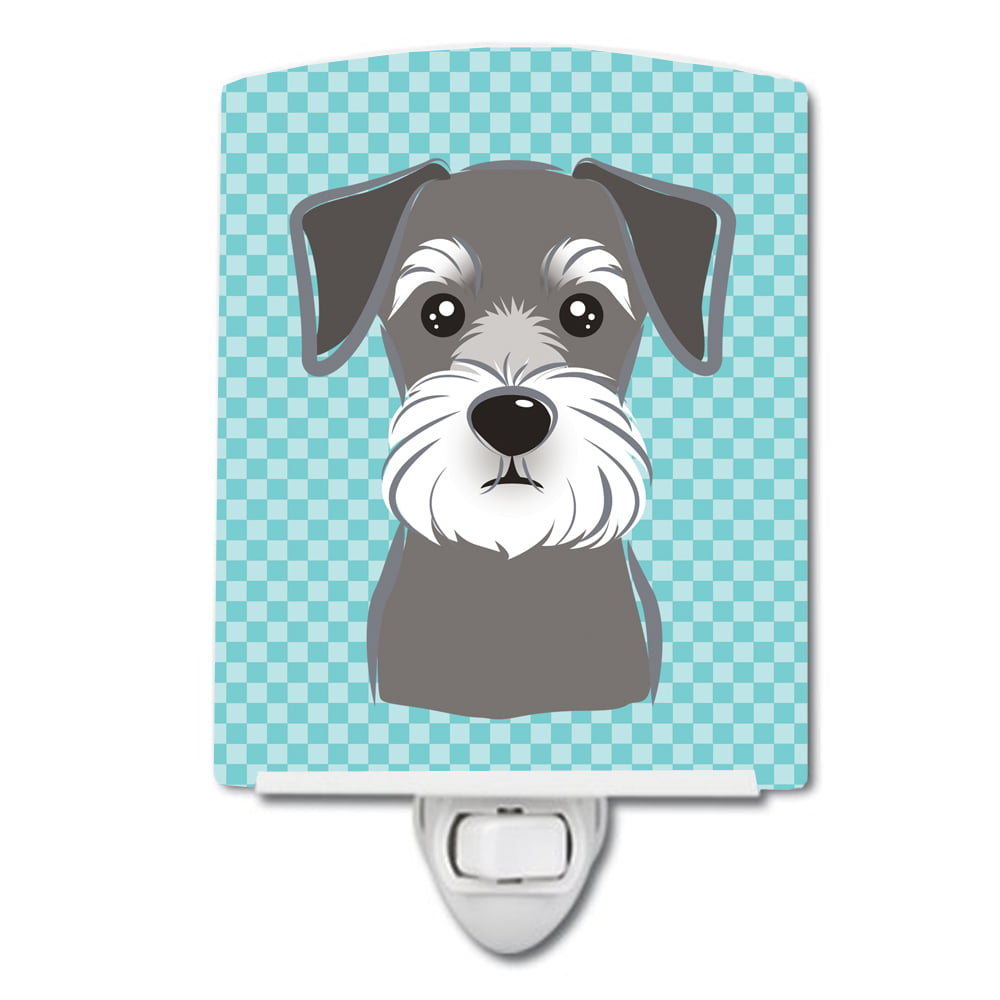BB1136CNL Blue Checkered Schnauzer Ceramic Night Light