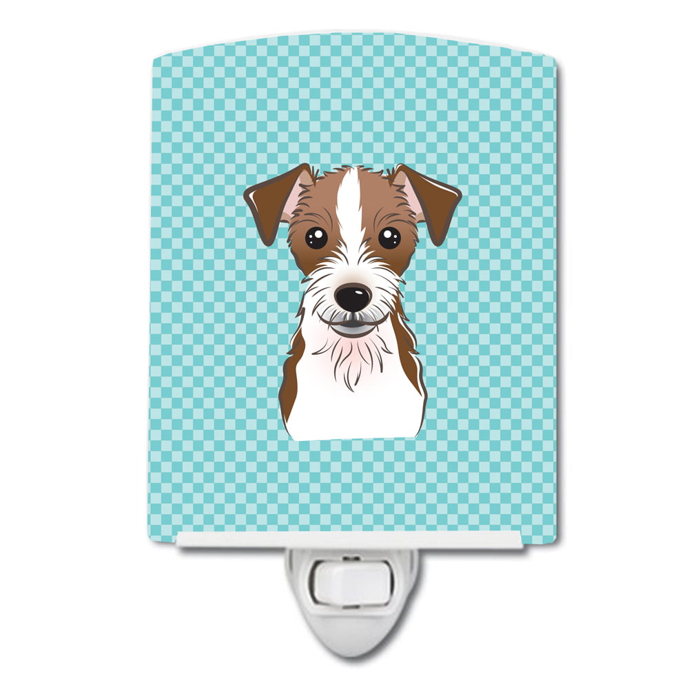 Checkerboard Blue Jack Russell Terrier Ceramic Night Light