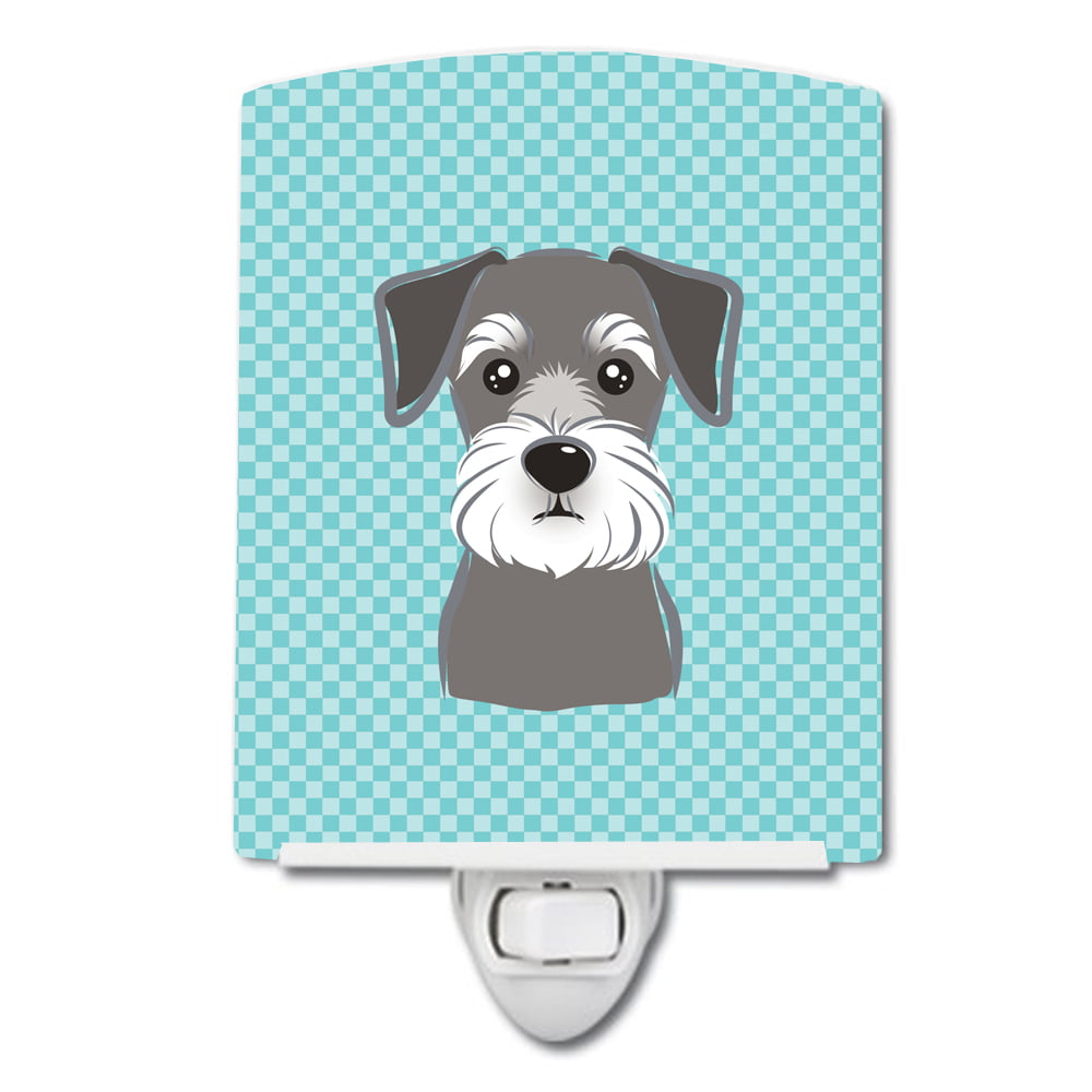 BB1144CNL Checkerboard Blue Schnauzer Ceramic Night Light