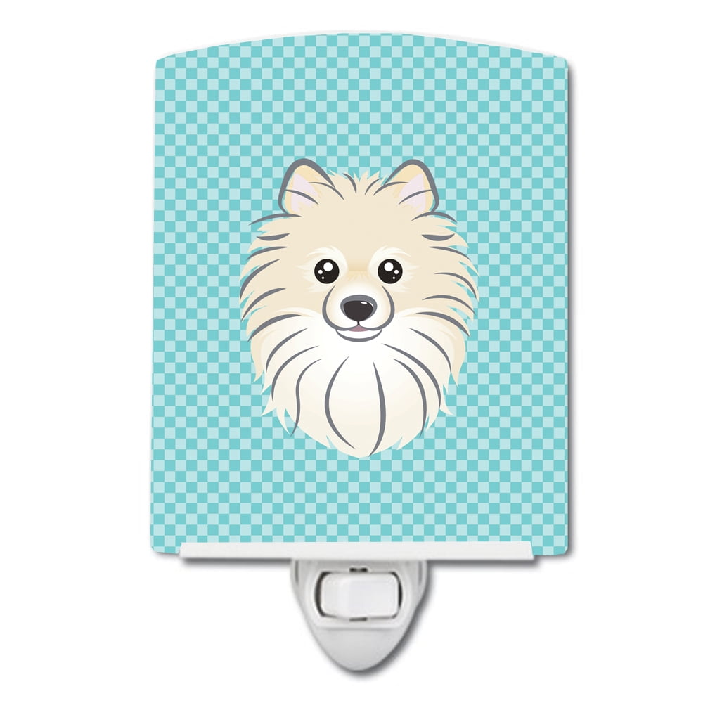 Checkerboard Blue Pomeranian Ceramic Night Light