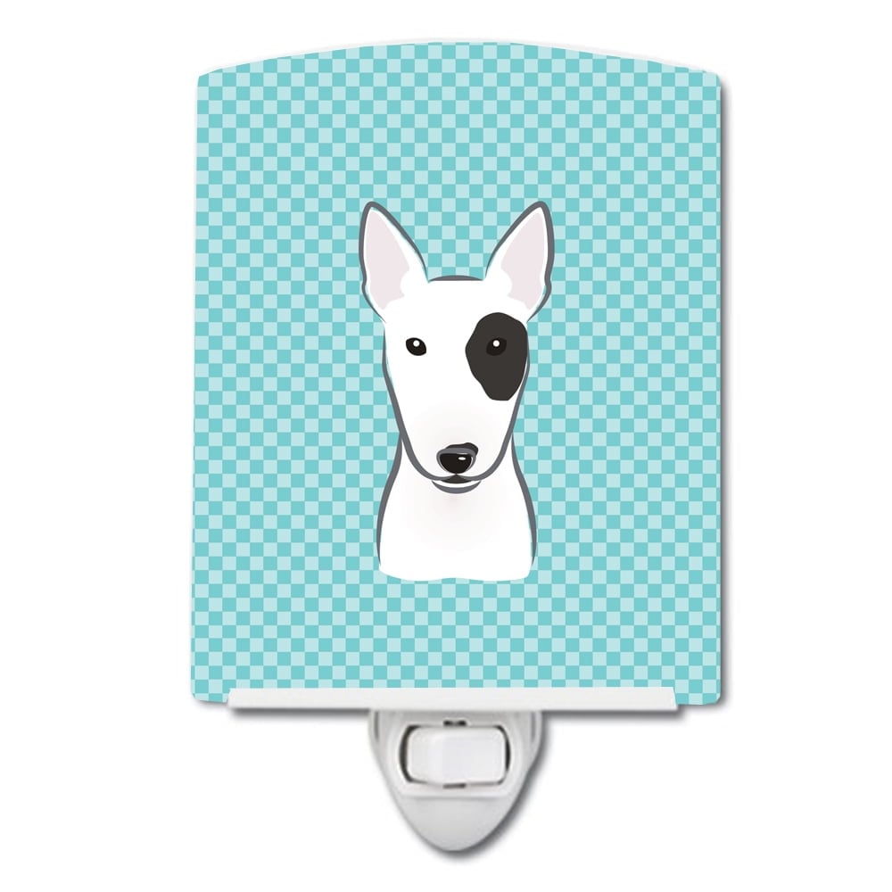BB1147CNL Checkerboard Blue Bull Terrier Ceramic Night Light