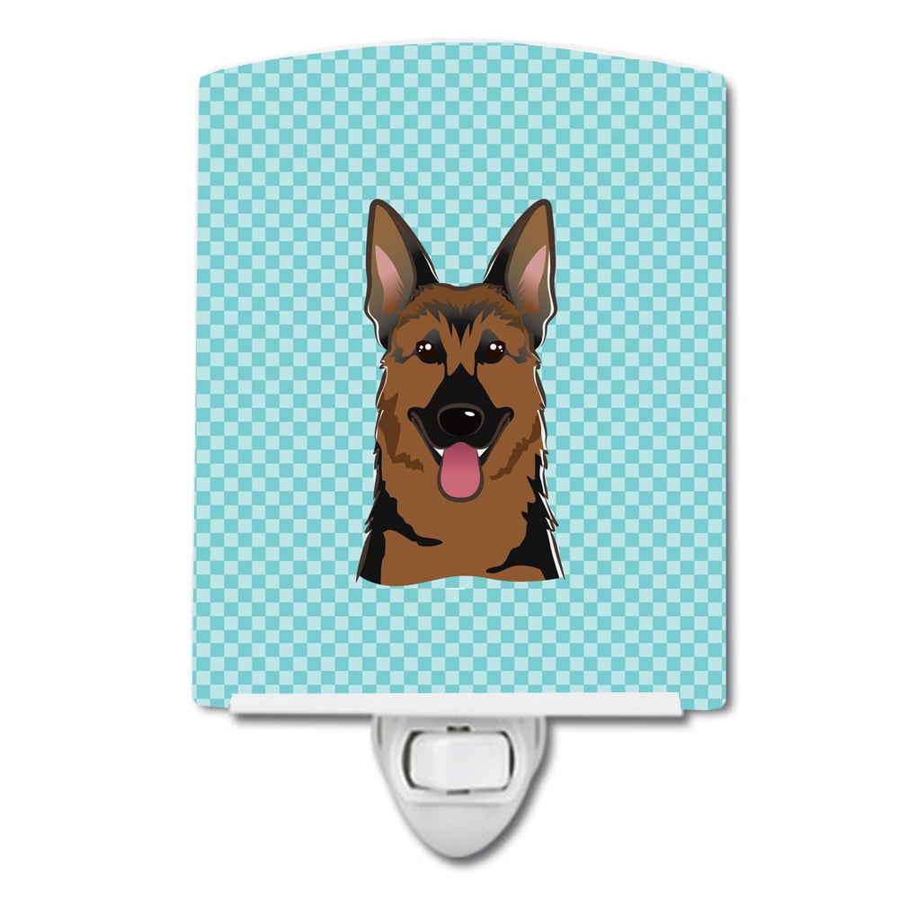 BB1149CNL Checkerboard Blue German Shepherd Ceramic Night Light