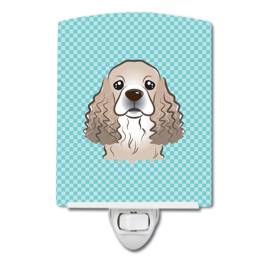 Checkerboard Blue Cocker Spaniel Ceramic Night Light