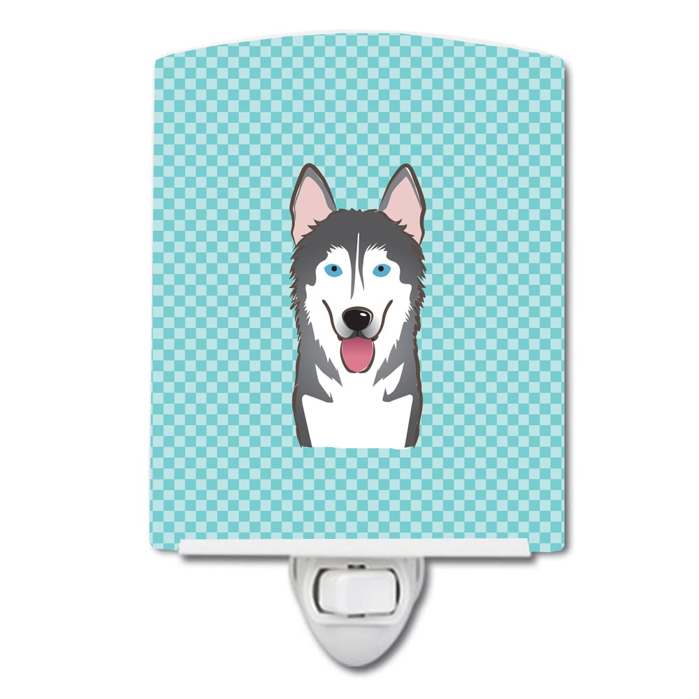 Checkerboard Blue Alaskan Malamute Ceramic Night Light