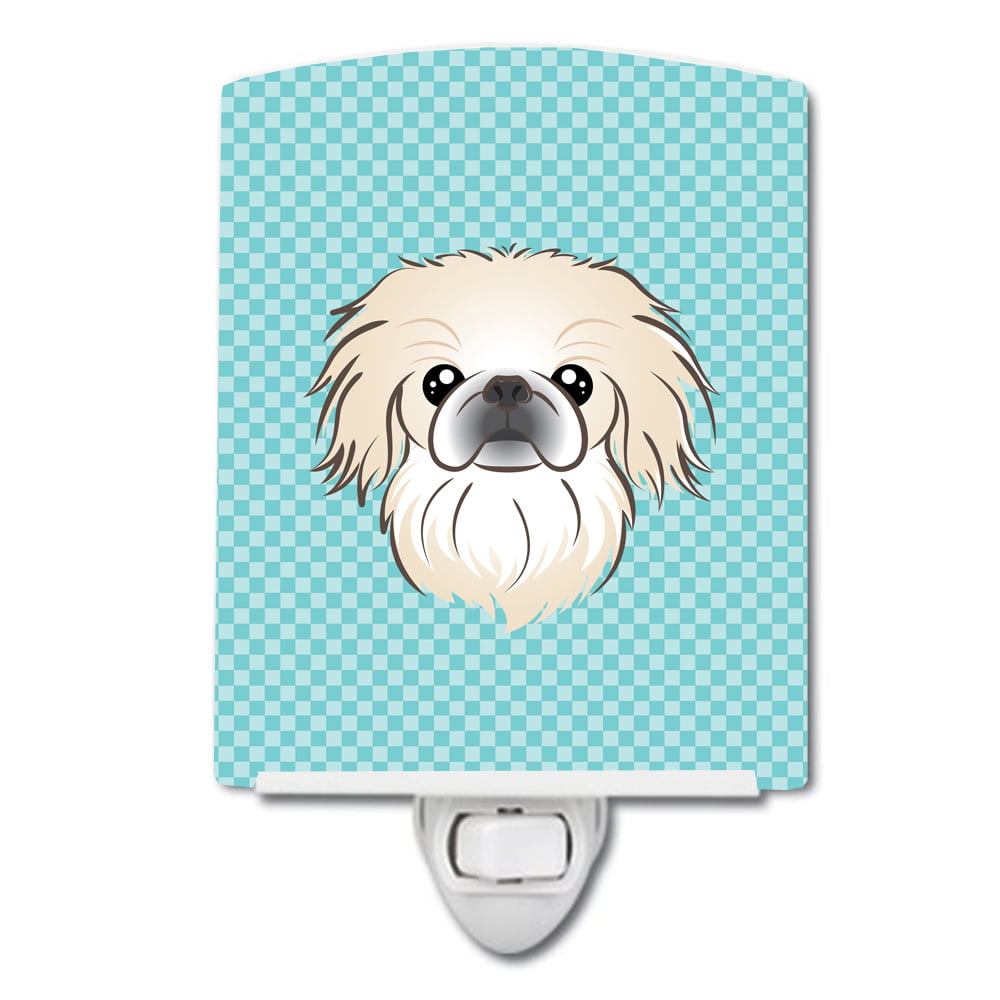 BB1159CNL Checkerboard Blue Pekingese Ceramic Night Light