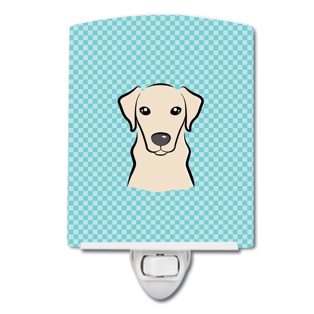 BB1160CNL Checkerboard Blue Yellow Labrador Ceramic Night Light