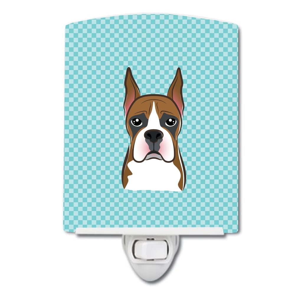 Checkerboard Blue Boxer Ceramic Night Light