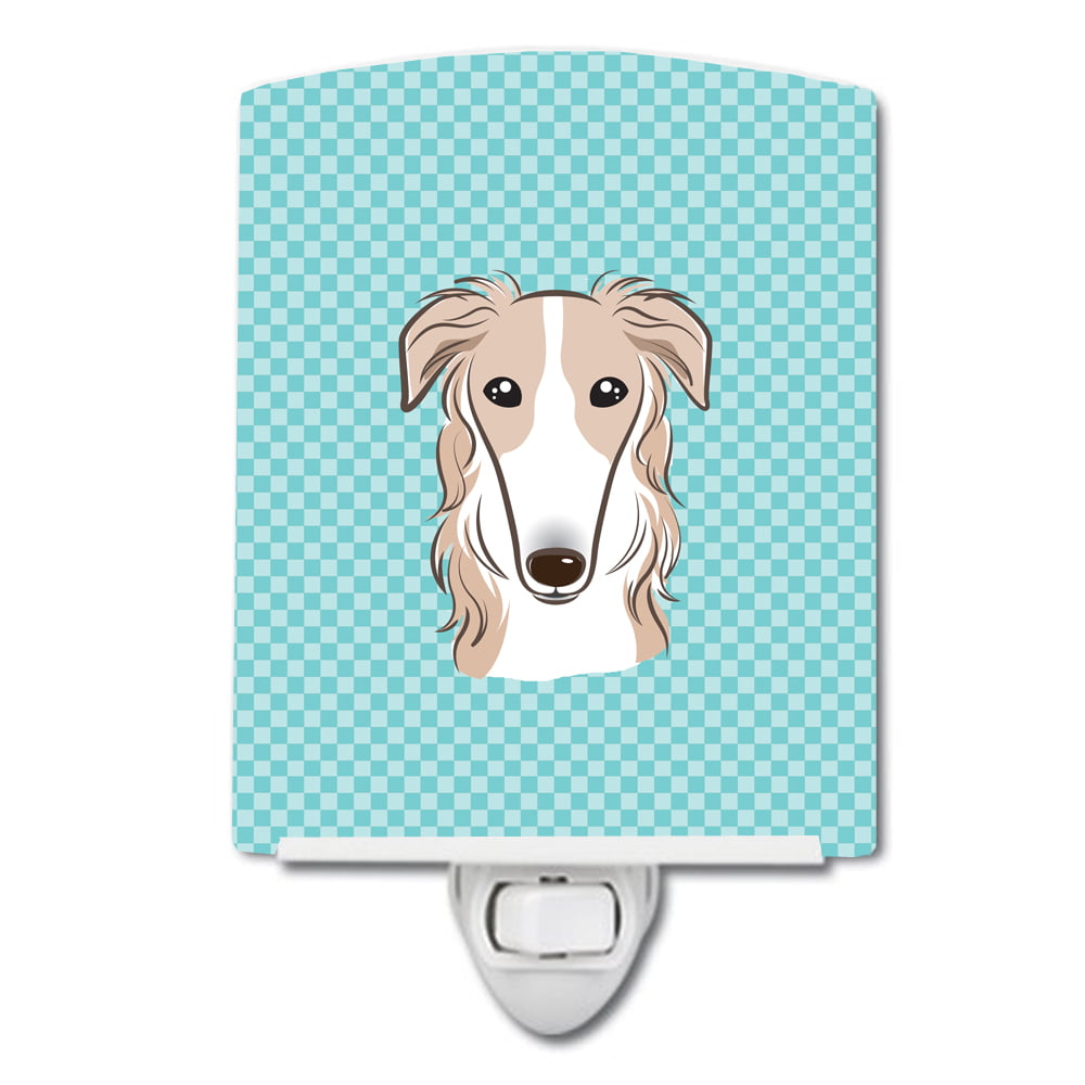 BB1166CNL Checkerboard Blue Borzoi Ceramic Night Light