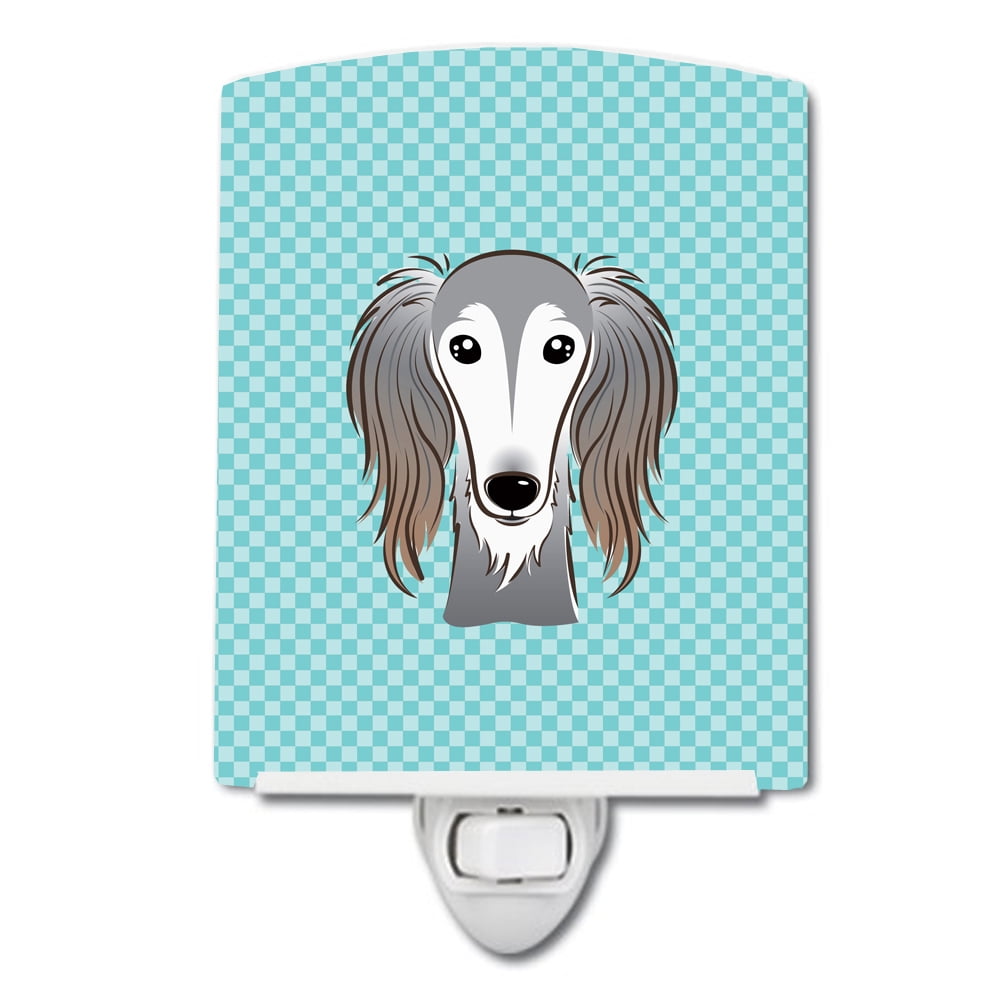 BB1167CNL Checkerboard Blue Saluki Ceramic Night Light