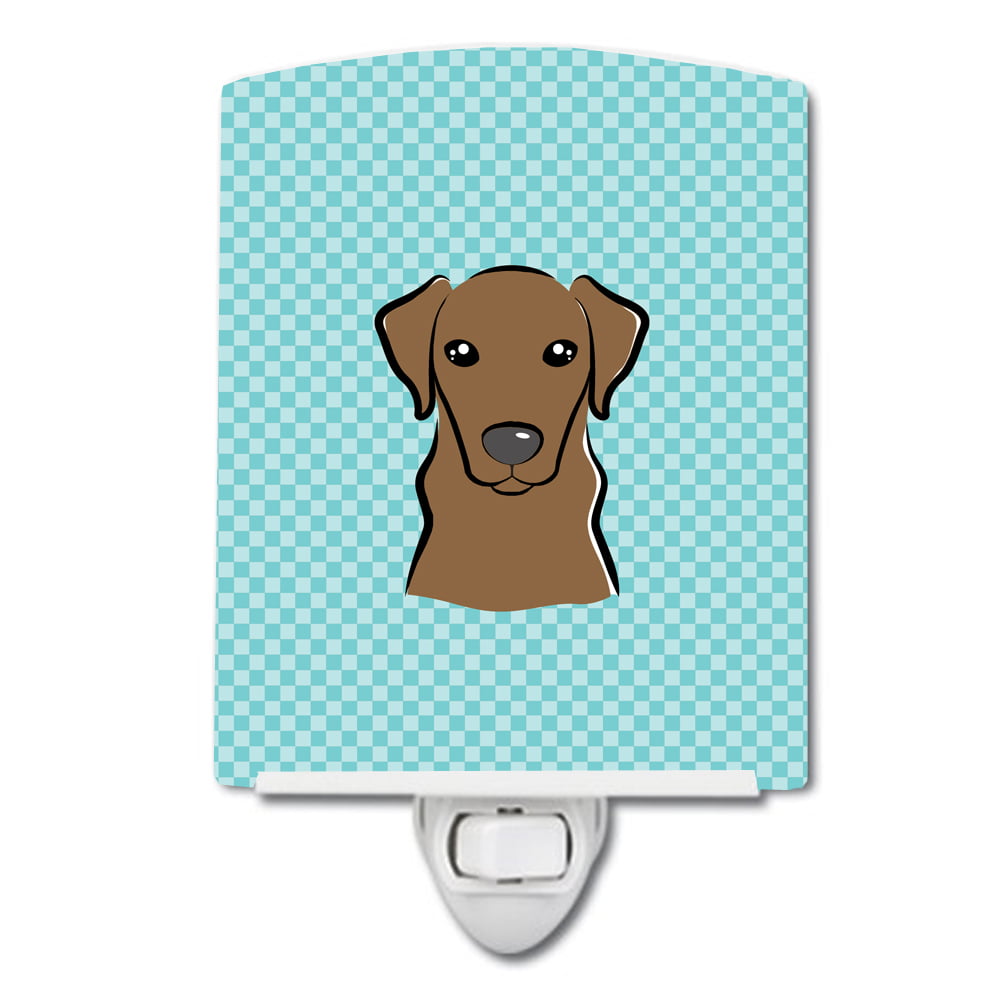 BB1172CNL Checkerboard Blue Chocolate Labrador Ceramic Night Light