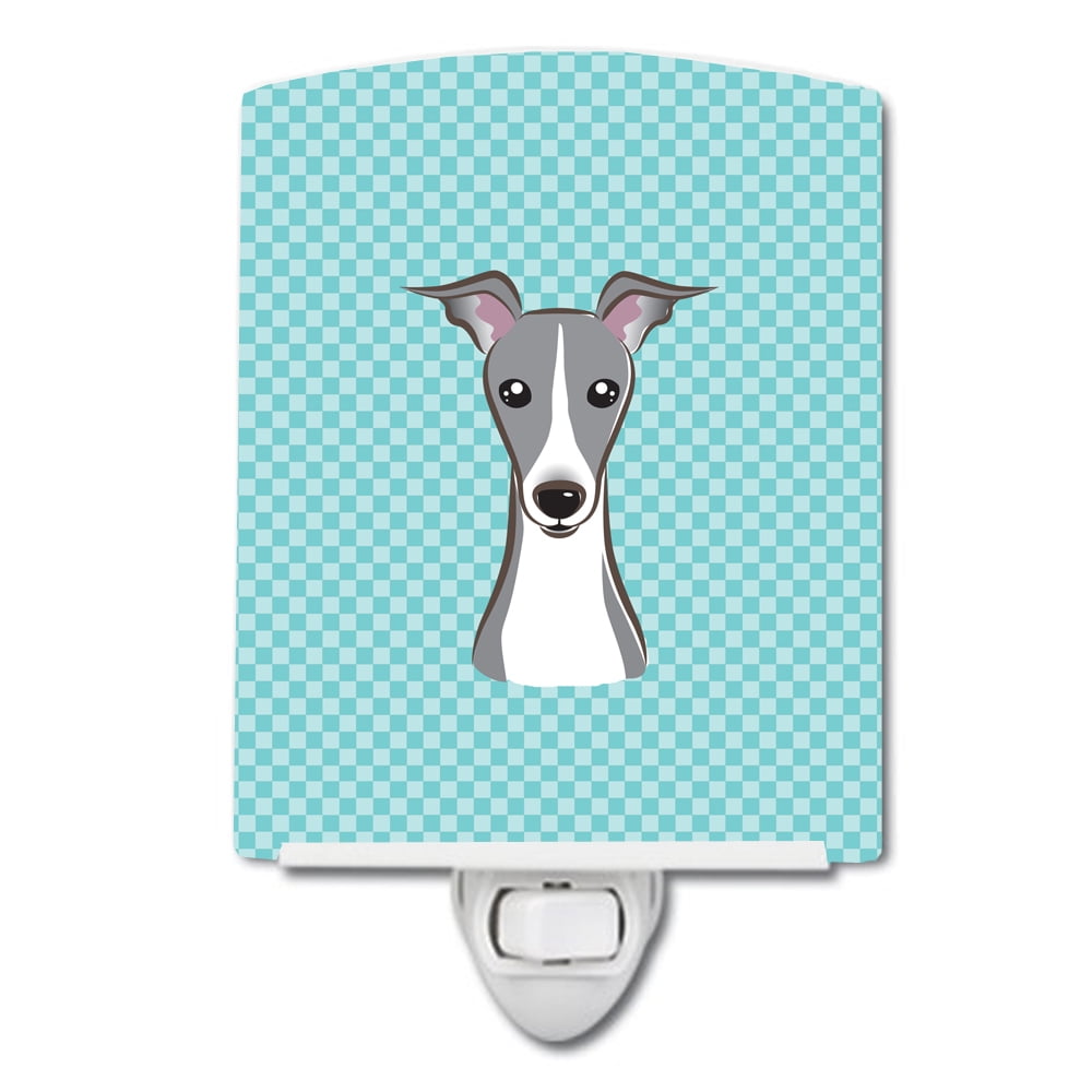 BB1174CNL Checkerboard Blue Italian Greyhound Ceramic Night Light