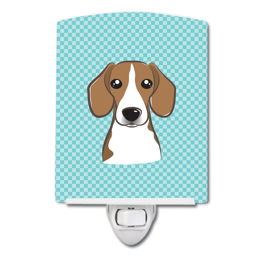 BB1177CNL Checkerboard Blue Beagle Ceramic Night Light