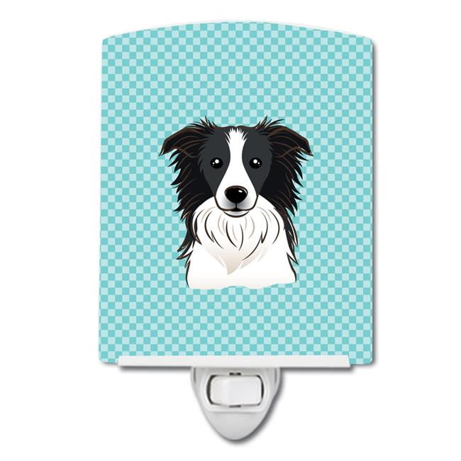 BB1179CNL Checkerboard Blue Border Collie Ceramic Night Light